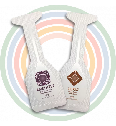 Bronzer products: bottles of Amethyst and Topaz